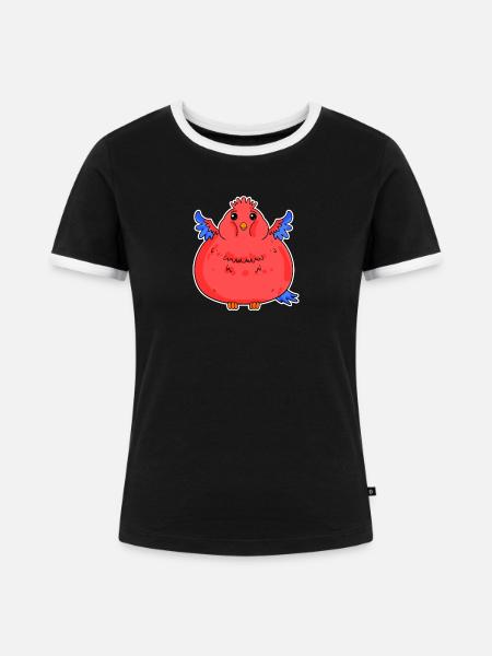 Fett Lustig Papagei Dick - Frauen Kontrast-T-Shirt - Schwarz/Weiß