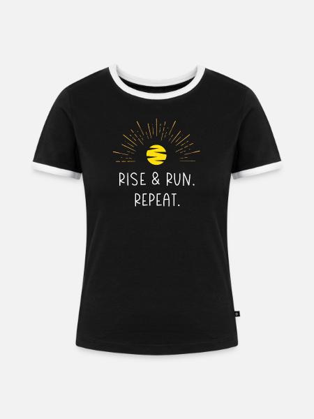 Steh auf und laufe. Wiederholen. - Frauen Kontrast-T-Shirt - Schwarz/Weiß