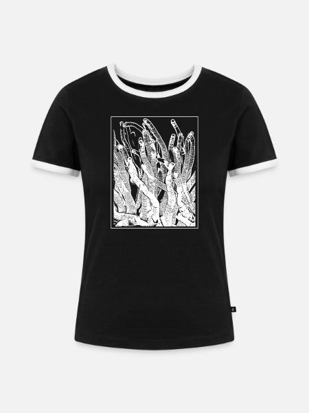 Anemone - Frauen Kontrast-T-Shirt - Schwarz/Weiß