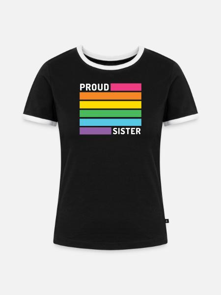 Pride Month LGBT - Stolze Schwester - Frauen Kontrast-T-Shirt - Schwarz/Weiß