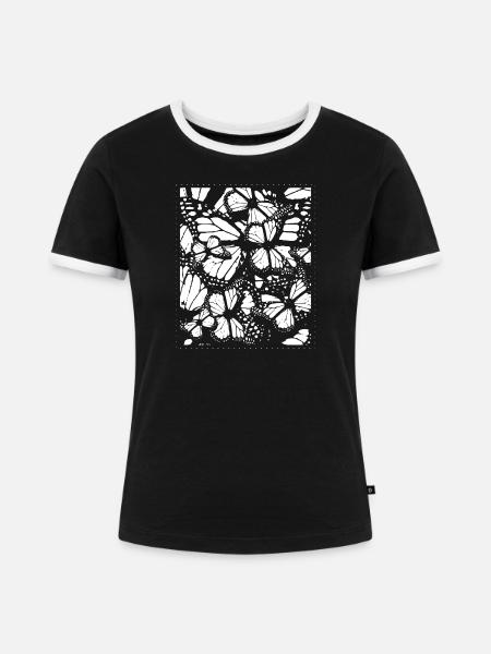 Schmetterlinge - Frauen Kontrast-T-Shirt - Schwarz/Weiß