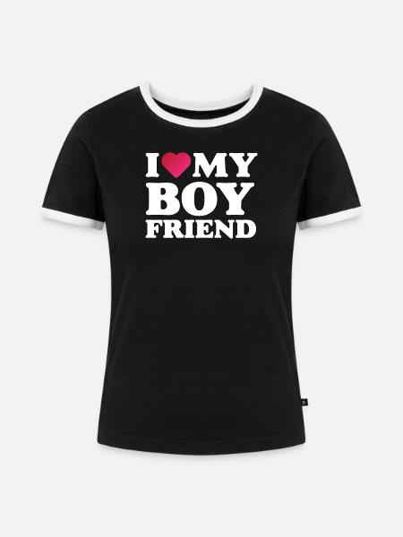 Ich liebe meinen Freund - Frauen Kontrast-T-Shirt - Schwarz/Weiß