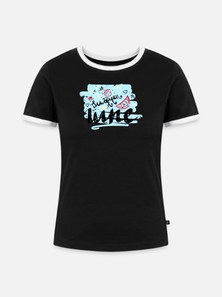 Sommer Scribble Früchte - Frauen Kontrast-T-Shirt - Schwarz/Weiß