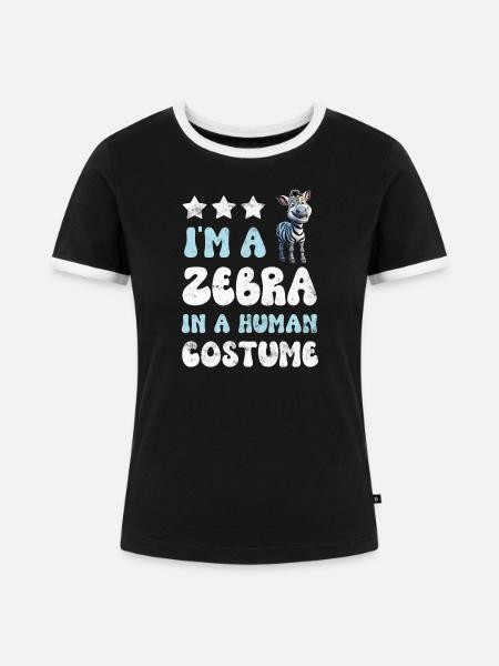 Zebra - Frauen Kontrast-T-Shirt - Schwarz/Weiß