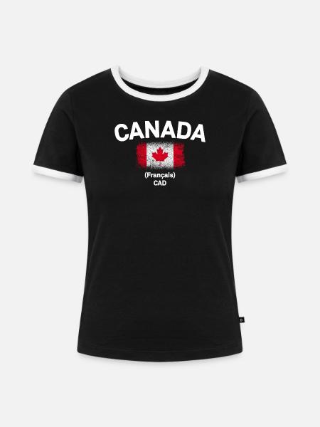 Franglais CAD kanadische Flagge - Frauen Kontrast-T-Shirt - Schwarz/Weiß