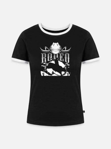 Rodeo Silhouette Bull Rider - Frauen Kontrast-T-Shirt - Schwarz/Weiß