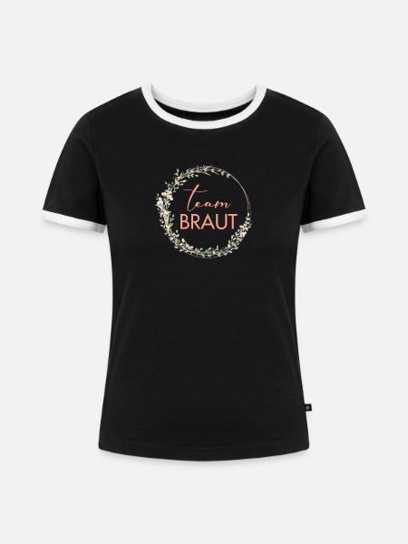 Kranz Team Braut personalisierbar - Frauen Kontrast-T-Shirt - Schwarz/Weiß