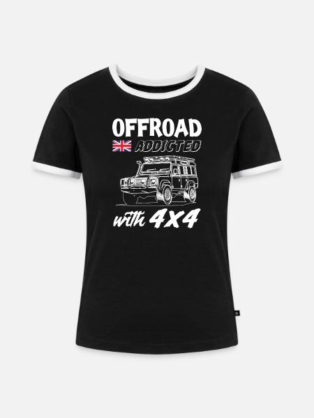 Landy Offroad Addicted - Frauen Kontrast-T-Shirt - Schwarz/Weiß