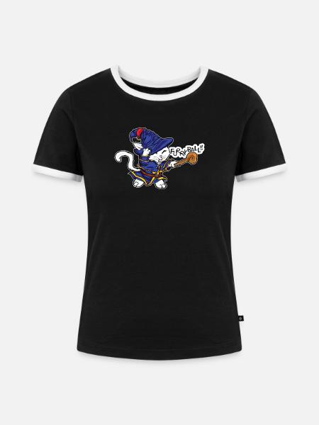 Zaubererkatze in Verzauberung - Frauen Kontrast-T-Shirt - Schwarz/Weiß