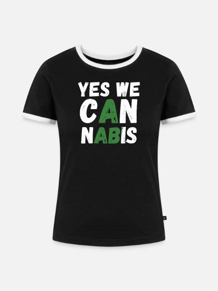 Yes We Cannabis! - Frauen Kontrast-T-Shirt - Schwarz/Weiß