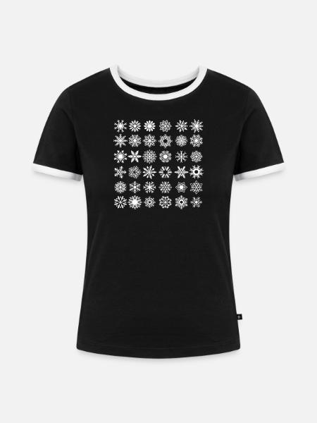 Schneeflocke3 - Frauen Kontrast-T-Shirt - Schwarz/Weiß