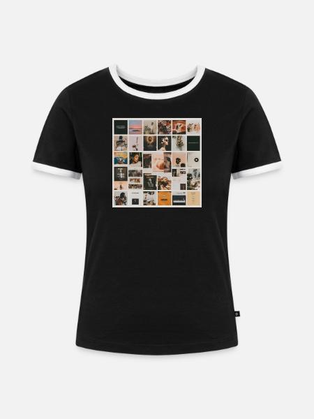 Nach oben Mosaik Musik - Frauen Kontrast-T-Shirt - Schwarz/Weiß