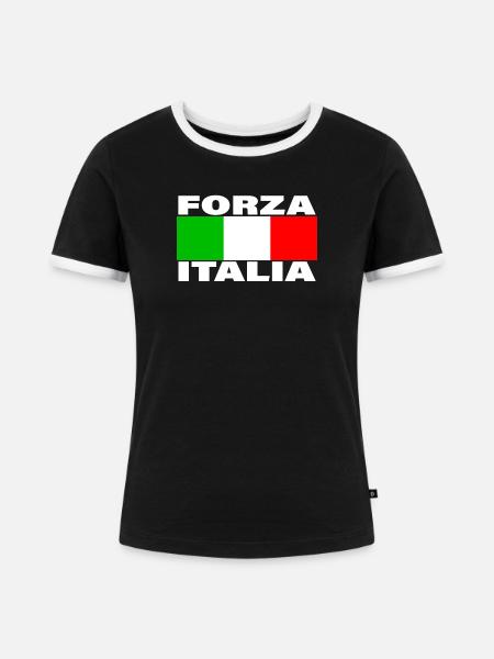 FORZA ITALIA - Frauen Kontrast-T-Shirt - Schwarz/Weiß