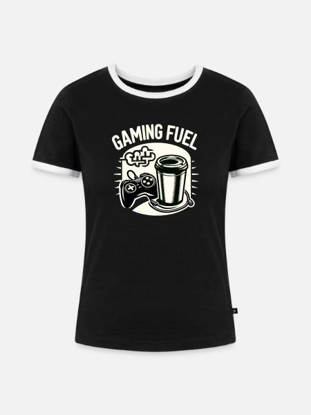 Gaming Fuel Coffee - Frauen Kontrast-T-Shirt - Schwarz/Weiß