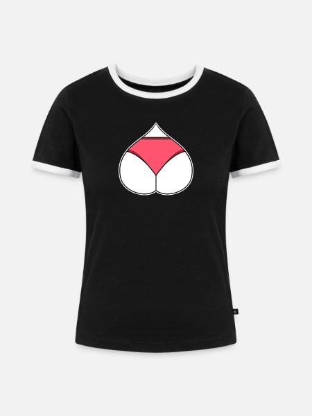 Arsch Herz Liebe - Frauen Kontrast-T-Shirt - Schwarz/Weiß
