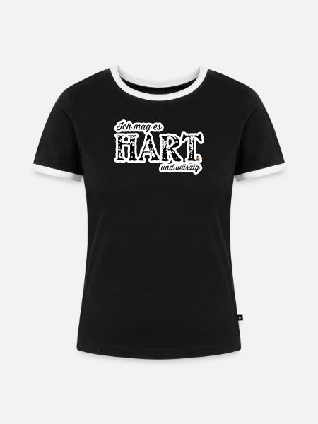 Hart und Würzig Textdesign - Frauen Kontrast-T-Shirt - Schwarz/Weiß