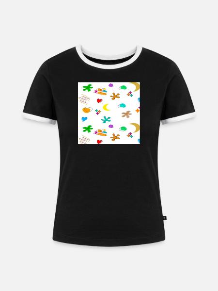 Muster1 - Frauen Kontrast-T-Shirt - Schwarz/Weiß