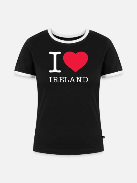 I LOVE IRELAND - Frauen Kontrast-T-Shirt - Schwarz/Weiß