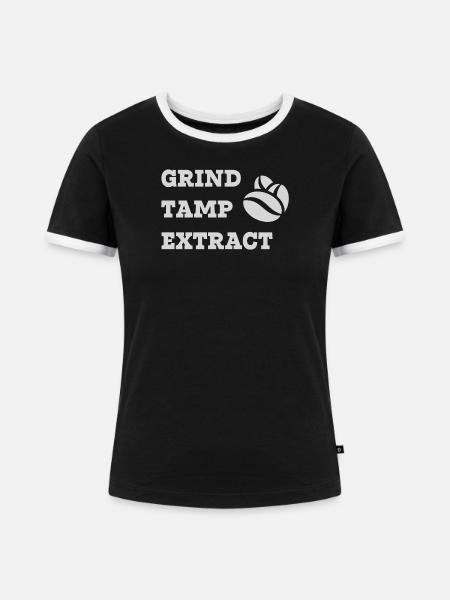 Kaffee mit Mahl-Tamp-Extrakt - Frauen Kontrast-T-Shirt - Schwarz/Weiß