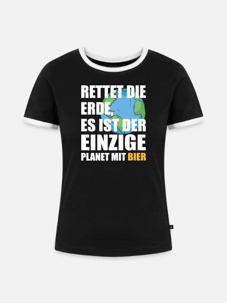 Bier Planet Retten - Frauen Kontrast-T-Shirt - Schwarz/Weiß