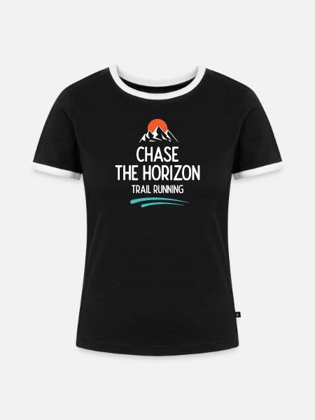Trailrunning - Jagd auf den Horizont - Frauen Kontrast-T-Shirt - Schwarz/Weiß