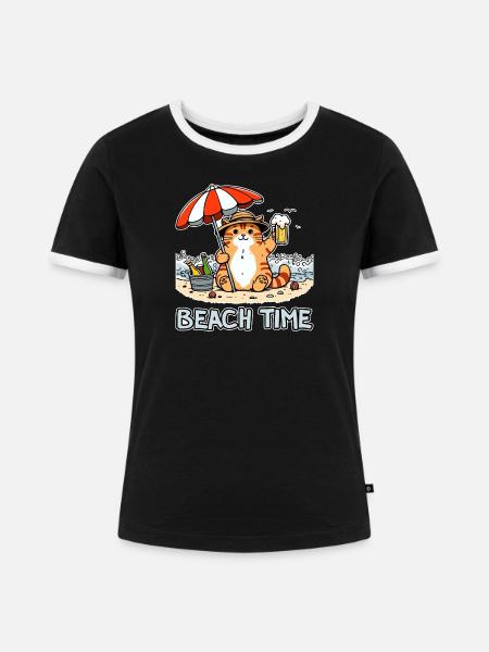 Strandzeit 2 - Frauen Kontrast-T-Shirt - Schwarz/Weiß