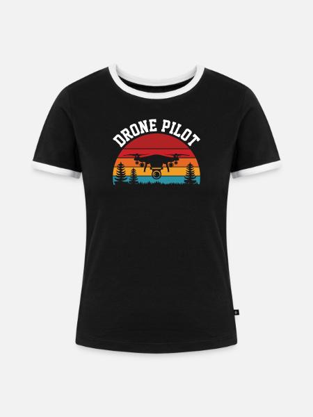 Drohnen-Pilot - Frauen Kontrast-T-Shirt - Schwarz/Weiß
