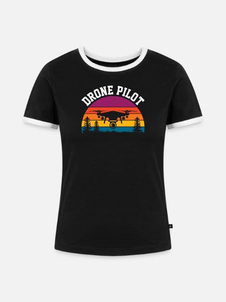 Drohnen-Pilot - Frauen Kontrast-T-Shirt - Schwarz/Weiß