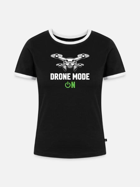 Drohnen-Modus Ein - Frauen Kontrast-T-Shirt - Schwarz/Weiß