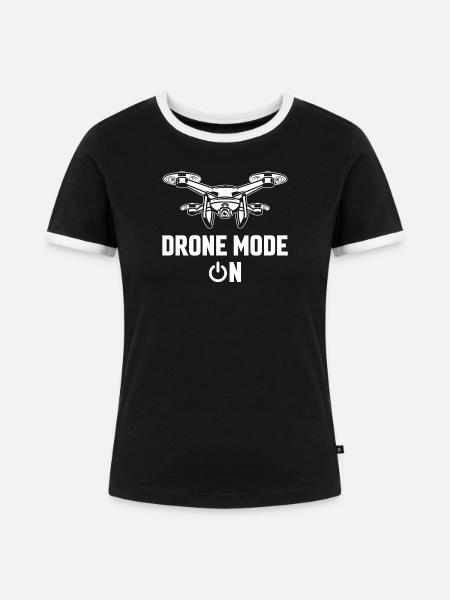 Drohnen-Modus Ein - Frauen Kontrast-T-Shirt - Schwarz/Weiß