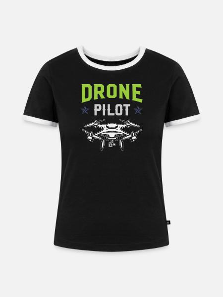 Drohnen-Pilot - Frauen Kontrast-T-Shirt - Schwarz/Weiß