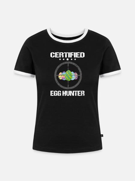 Certified Egg Hunter - Frauen Kontrast-T-Shirt - Schwarz/Weiß