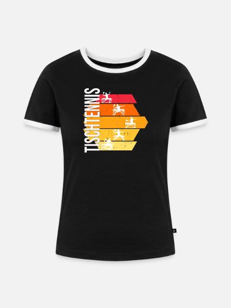 Tischtennis - Frauen Kontrast-T-Shirt - Schwarz/Weiß