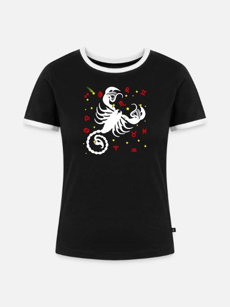 Skorpion-Farbe - Frauen Kontrast-T-Shirt - Schwarz/Weiß