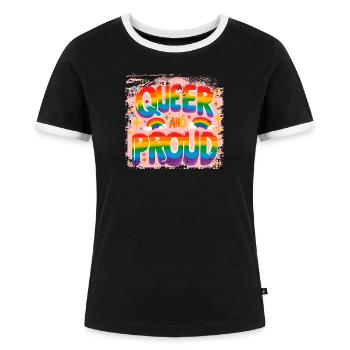 Queer und stolz - Frauen Kontrast-T-Shirt - Schwarz/Weiß - Vorne - Selfina (174cm)