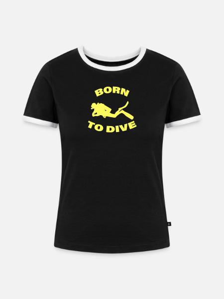 BORN TO DIVE - Frauen Kontrast-T-Shirt - Schwarz/Weiß