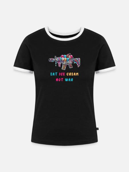 Eiscreme statt Krieg - Frauen Kontrast-T-Shirt - Schwarz/Weiß