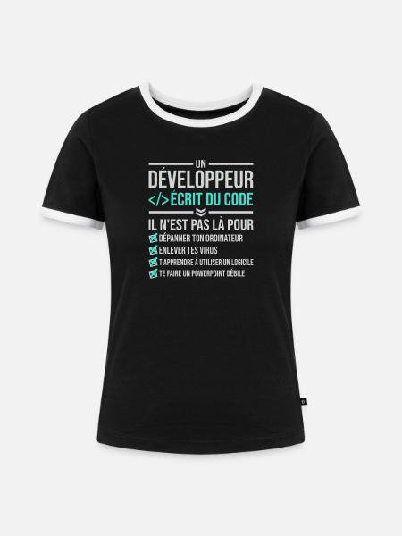 Entwickler, der Code schreibt - Frauen Kontrast-T-Shirt - Schwarz/Weiß