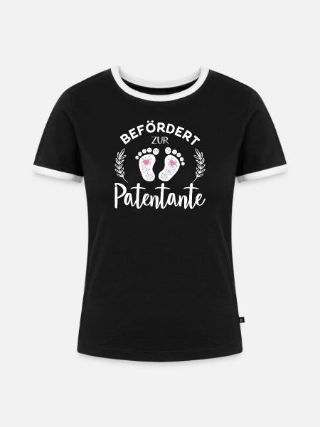 Befördert zur Patentante - Frauen Kontrast-T-Shirt - Schwarz/Weiß