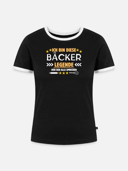 Bäcker Legende - Frauen Kontrast-T-Shirt - Schwarz/Weiß