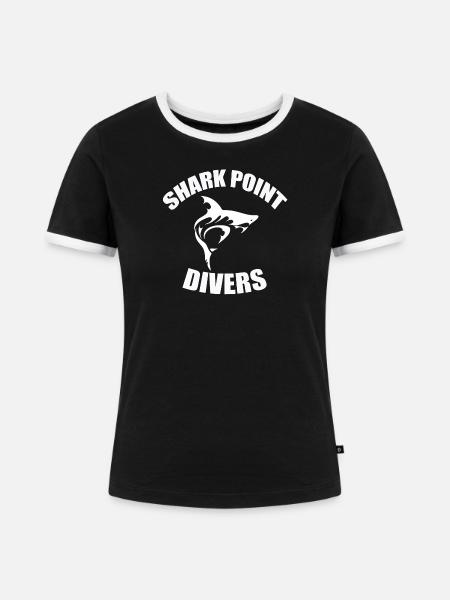 SHARK POINT DIVERS - Frauen Kontrast-T-Shirt - Schwarz/Weiß