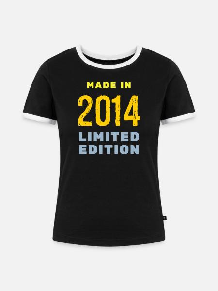 2014 - Frauen Kontrast-T-Shirt - Schwarz/Weiß