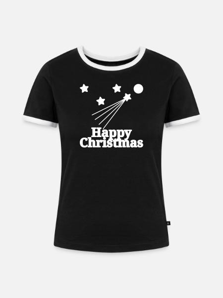 Nachthimmel Frohe Weihnachten - Frauen Kontrast-T-Shirt - Schwarz/Weiß