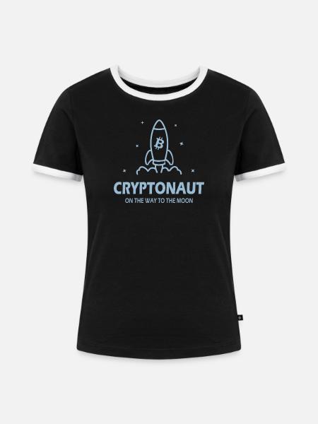 Cryptonaut Bitcoin - Frauen Kontrast-T-Shirt - Schwarz/Weiß