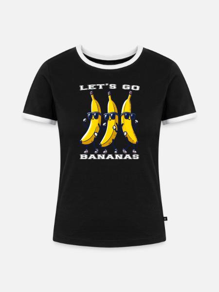 Lustige Let's Go Bananen - Frauen Kontrast-T-Shirt - Schwarz/Weiß