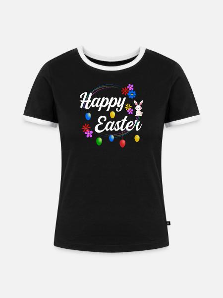 Happy Easter - Frauen Kontrast-T-Shirt - Schwarz/Weiß
