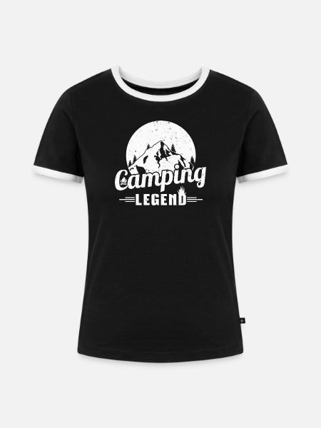 Bergcamping Legende Design - Frauen Kontrast-T-Shirt - Schwarz/Weiß