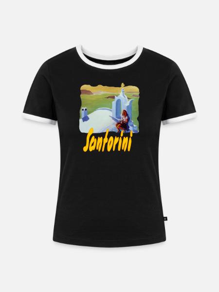 Santorini - Frauen Kontrast-T-Shirt - Schwarz/Weiß