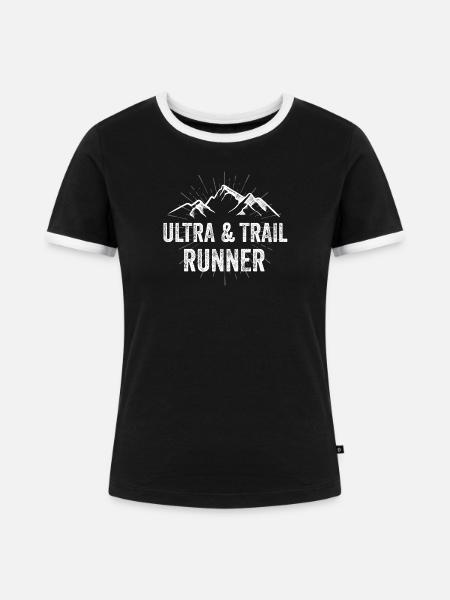 Ultra & Trail Runner - Frauen Kontrast-T-Shirt - Schwarz/Weiß