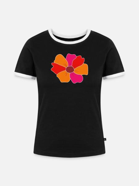 Flower - Frauen Kontrast-T-Shirt - Schwarz/Weiß